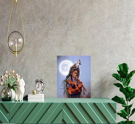 Native American Painting Canvas Wall Art - 5 Piece Set, New Jersey Hockey Theme, 60x32 Inches, Ready To Hang - View #6