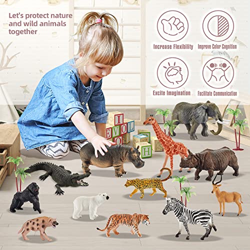 Enaurol JFL-268B 31 Pcs Safari Animals Figures Including 24 Realistic Jungle Playset Toys Zoo Animals thumb #4