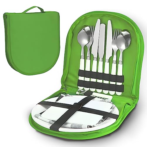 Camping Cutlery Set, Portable Picnic Accessories Kitchen Utensil Set, 13 in 1 Multifunctional Cutlery with Waterproof Storage Bag for Indoor or Outdoor Camping, Picnic, Hiking