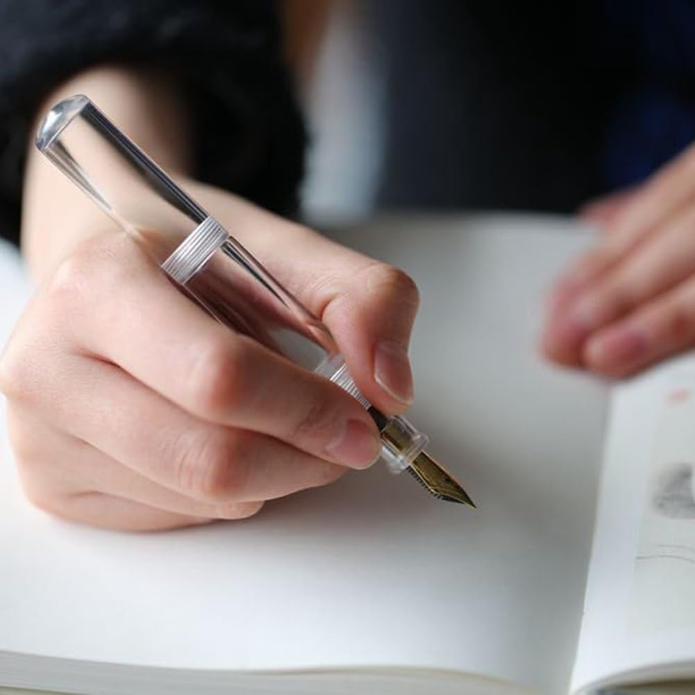 SweetSerenade Mini Stylo Plume Compte-Gouttes de Poche, Stylo à Encre D'Écriture, Plume F, Stylo à Encre Portable, Mini Stylo de Poche Transparent