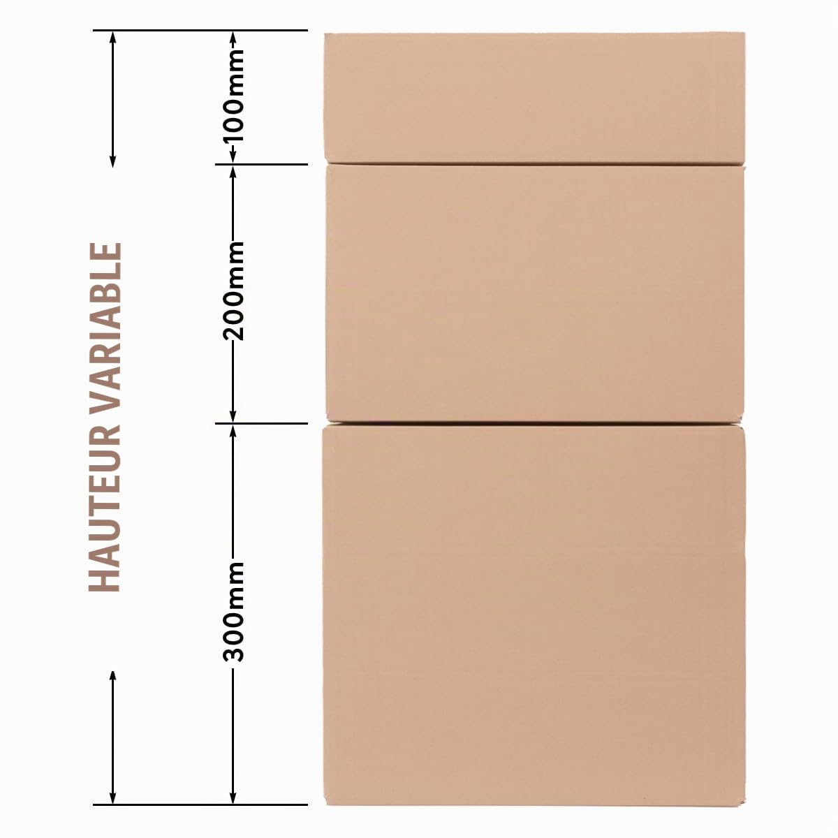 verpacking Lot de 30 cartons pliables - 300 x 300 x 300 mm de hauteur variable - Marron (dimensions intérieures 295 x 295 x 285 mm) - KK 41 - Double cannelure - Carton d'expédition DHL DPD GLS Hermes