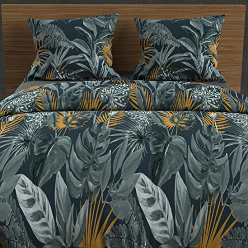 Soleil d'ocre, Duvet Cover Set in 57 Thread Count Cotton 240 x 220 cm Tropic Green, 220 x 240 cm - Image 2