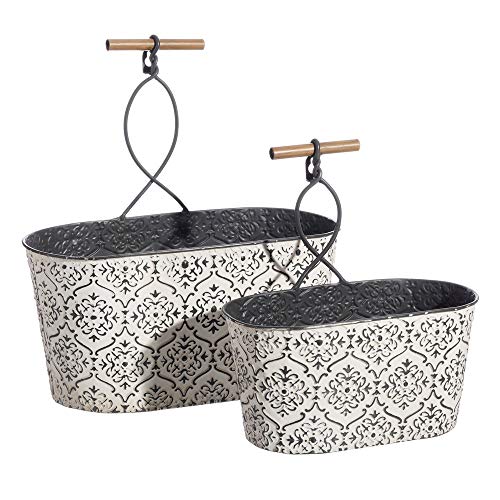 Set de 2 maceteros de Pared Colgantes de Metal Blancos Shabby Chic - LOLAhome