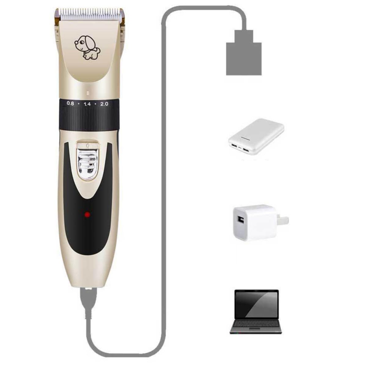 Cortapelos para Perros y Gatos Diseño Ultrasilencioso y Carga Usb, Recortador Eléctrico Profesional para Peluquería de Mascotas Batería de 1200mah y Carcasa Abs