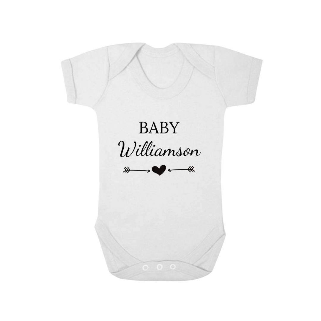 Second Ave Gift CompanySecond Ave Cute Personalised Baby Surname Baby Grow Vest Shortsleeve Bodysuit Babygrow Gift
