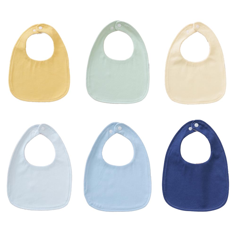 Oaygat 6 Pcs Soft Cotton Baby Teething Bibs Waterproof Drool Bibs Waterproof Cotton Baby Bibs for Girls Boys for Drooling Eating with Snaps Drooling Newborn Bib for Unisex Toddlers 0-36 Months