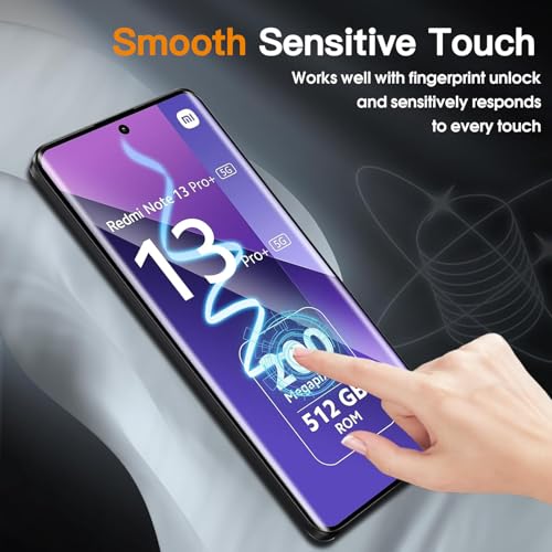 ZAXGLAR Protector Pantalla para Xiaomi Redmi Note 13 Pro Plus/13 Pro+ 5G Cristal templado,2 x Protectores de Pantalla + 2 x Protectores de Lente de Cámara,Sin burbujas y duradero - imagen 5