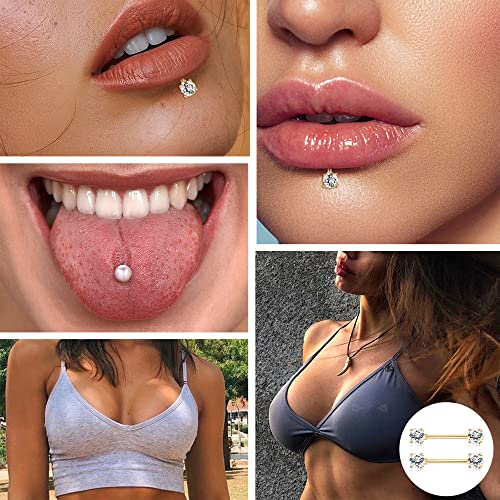 8 Pairs 14G Nipple Rings for Women Stainless Steel CZ Striaght Barbell Tongue Ring Nipple ring Set Butterfly Devil Heart Nipple Piercing Jewelry 16mm 5/8Inch3