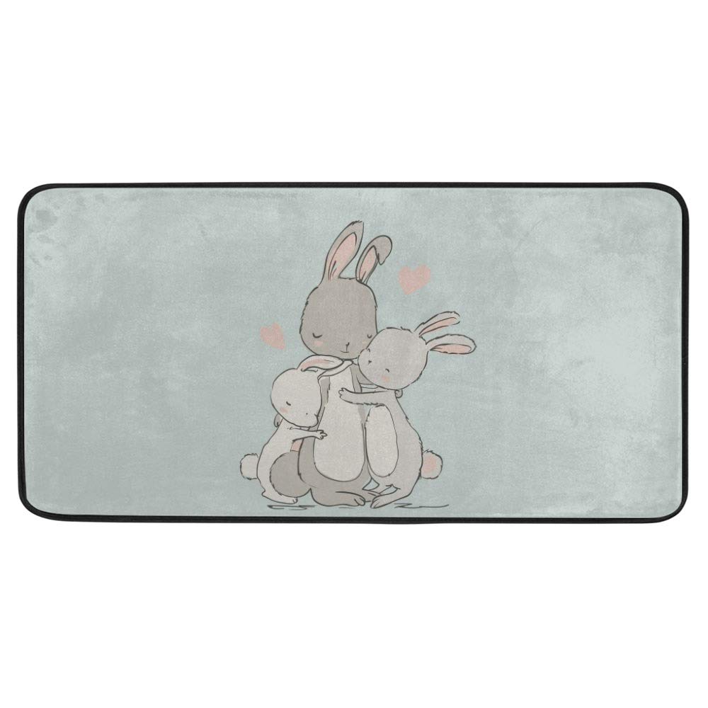 Tapis de cuisine antidérapant motif lapin pour décoration moderne