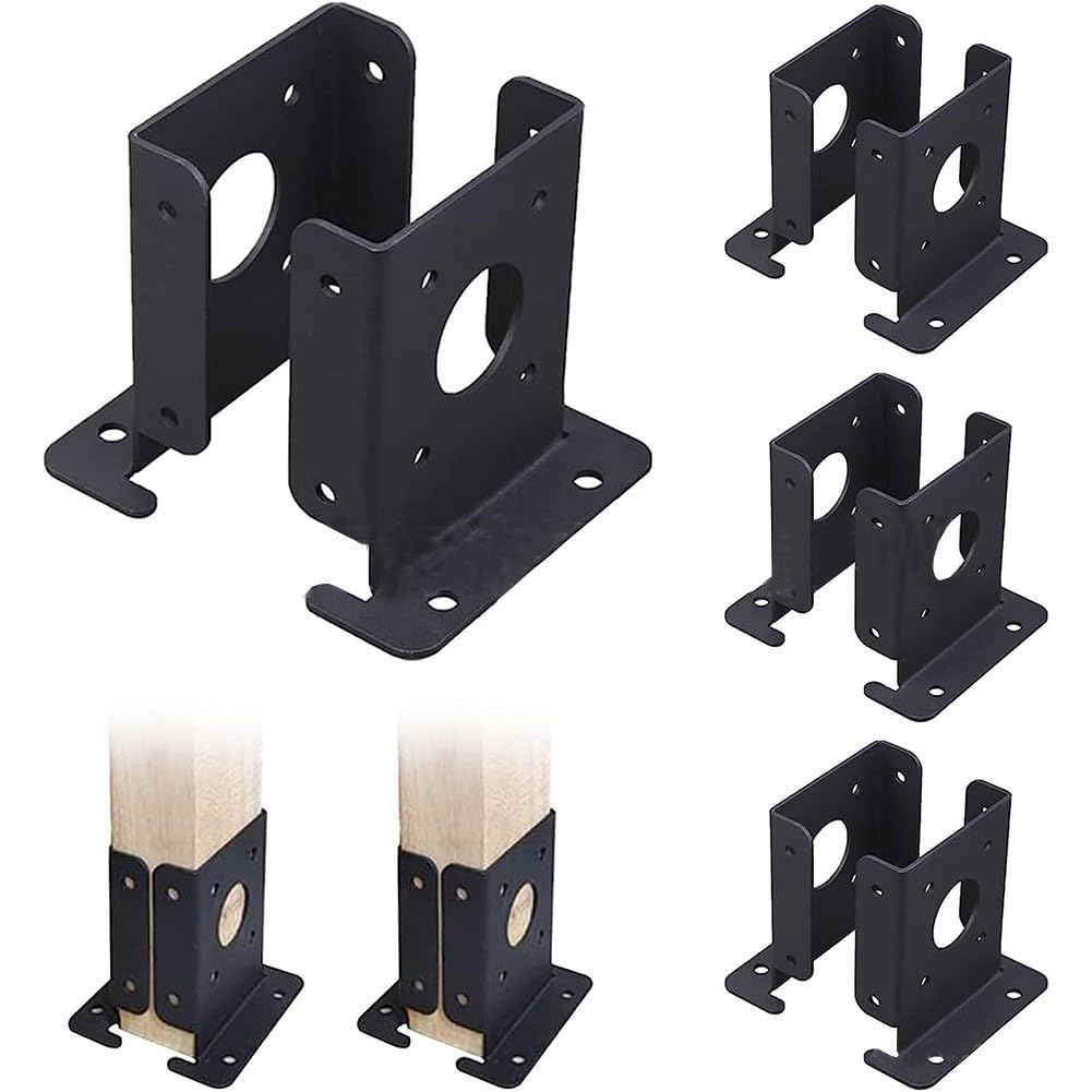 Anclaje para postes de madera contra humedad y viento soporte ajustable de acero 4 unidades