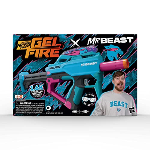 Nerf Pro Gelfire X MrBeast Blaster, 1600 Gelfire Rounds, 300 Round Hopper, Rechargeable Battery, Eyewear - Image 3