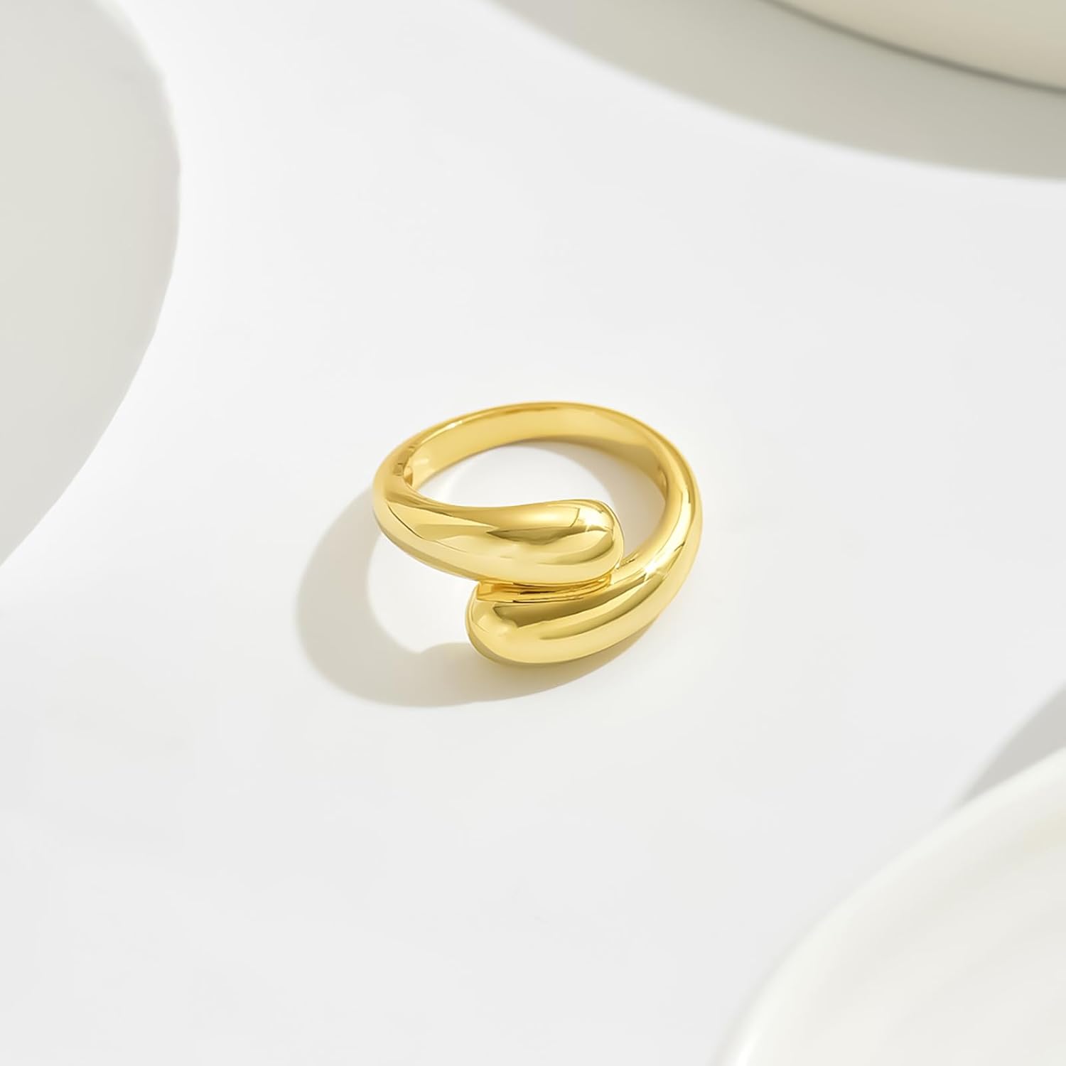 14K Gold Plated Bypass Ring Open Adjustable Ring for Women Dainty Stackable Rings for Women - Image 6