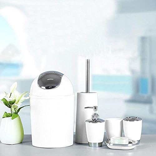 Miniatura 2 de Accesorio de baño de 6 piezas, vaso para cepillo de dientes, dispensador de jabonera (blanco)