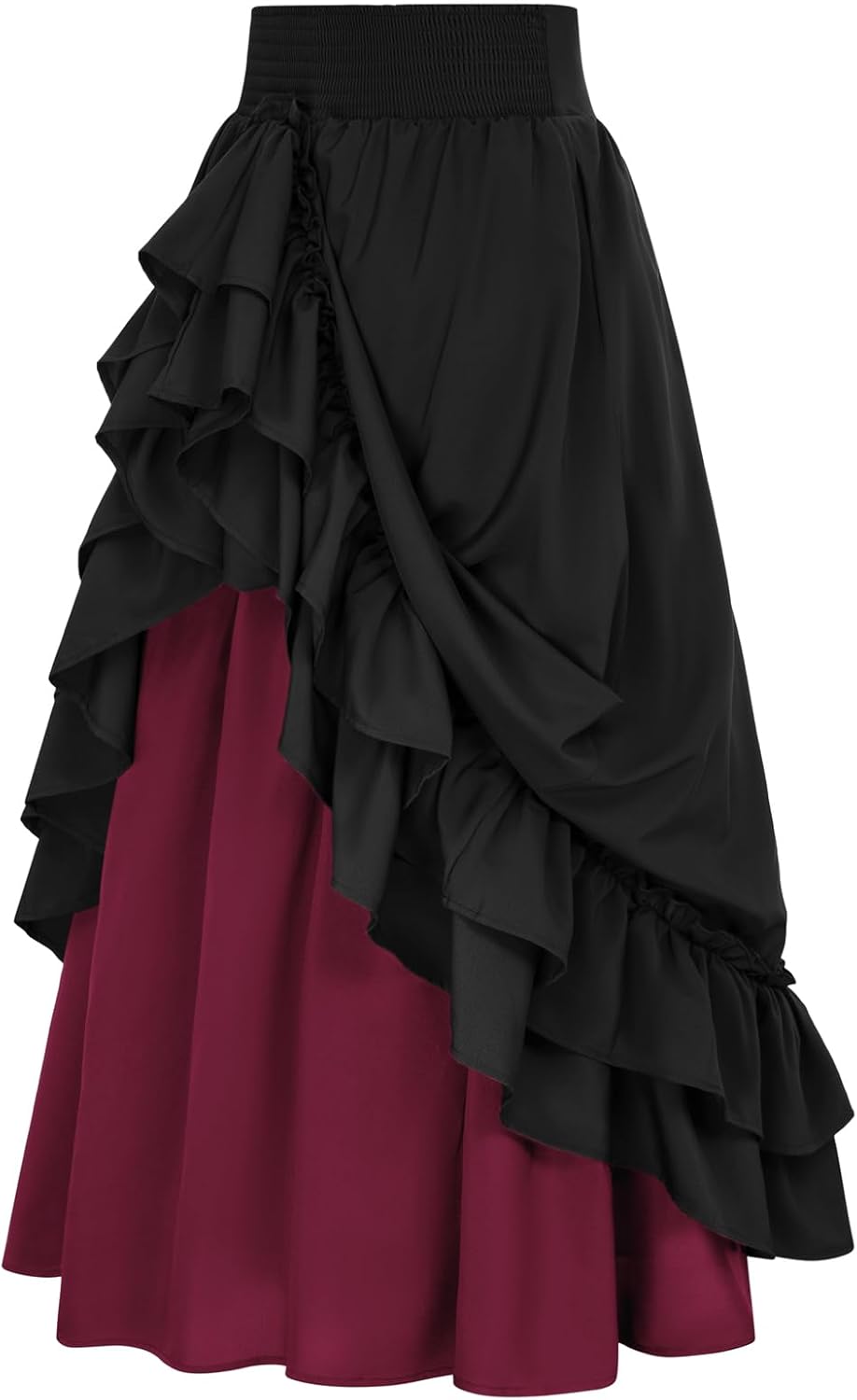 Scarlet Darkness Victorian Maxi Skirt for Women Renaissance Long Double-Layer Ruffle Skirt
