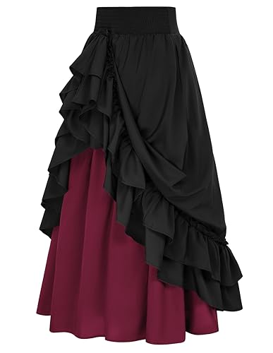 Scarlet Darkness Victorian Renaissance Maxi Skirt - XX-Large - Black and Red