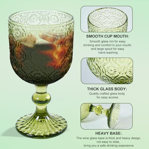 CHLJAR Green Vintage Wine Glasses