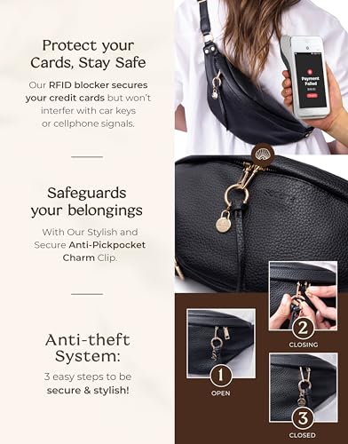 Anti-Theft Bag - RFID Crossbody Bag for Travel, Adjustable Strap Multiple Compartments Anti Pickpocket Crossbody Bags for Women Vegan Travel Size Essentials Crossbody Bags for Women Large Size4