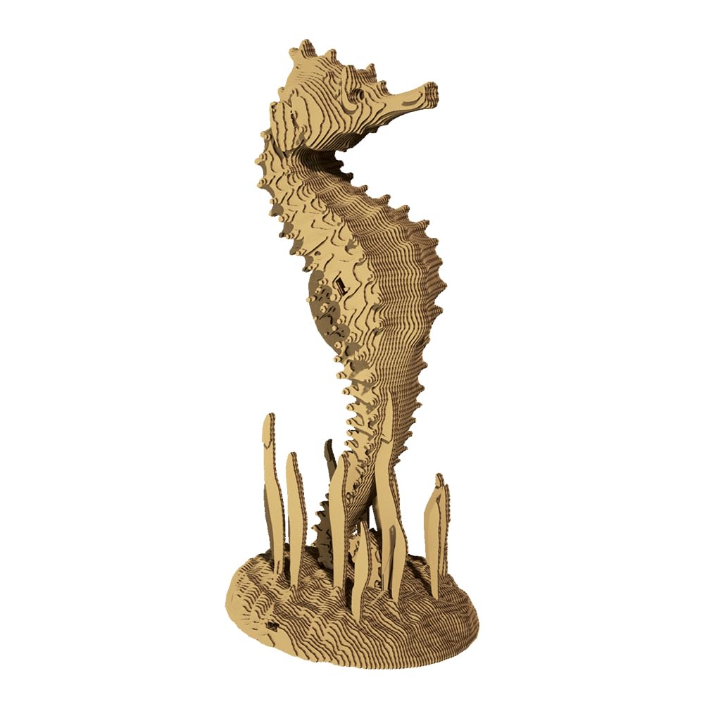 Hippocampe Puzzle 3D en Carton – Maquette à Monter | 109 Pièces, 28 × 14 × 11 cm – Kit Sculpture DIY à Peindre, Matériaux Recyclés, Ados & Adultes, Idée Cadeau Déco