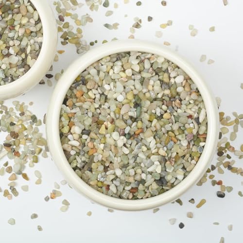 Image of 5lbs Natural Gravel Pebbles for Succulents and Cacti, 1 /5 Inch Decorative River Stones - Perfect for Vases, Aquariums, Terrariums, and Outdoor Gardening, Mixed Colors (Jade, 5 Pounds)