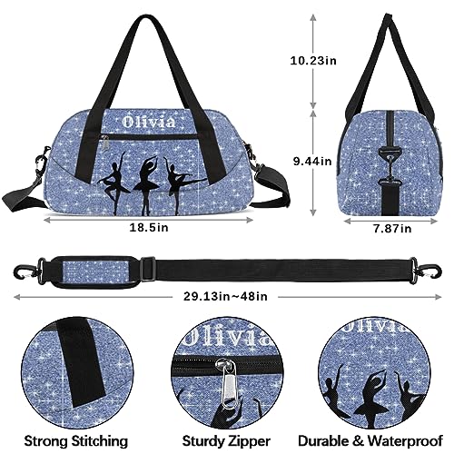 Custom Kids Duffel Overnight Bag Personalized Dance Bag Travel Duffel Bag for Girls Boys Customized Kids Gifts- Ballerina Dance3