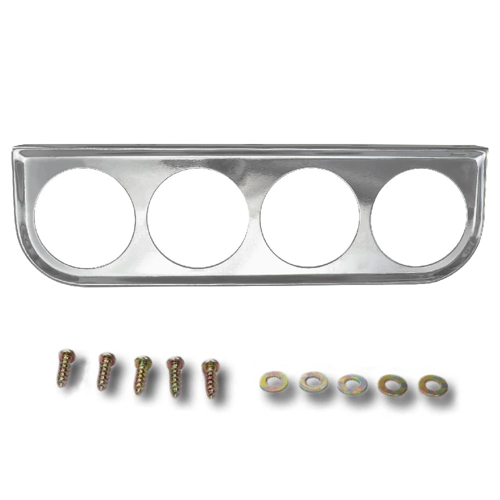 MOTOR METER RACING 2-1/16" 52mm Quad Gauge Mounting Panel Chrome | Universal, Under Dash Gauge Mounting Pod, Four Holes