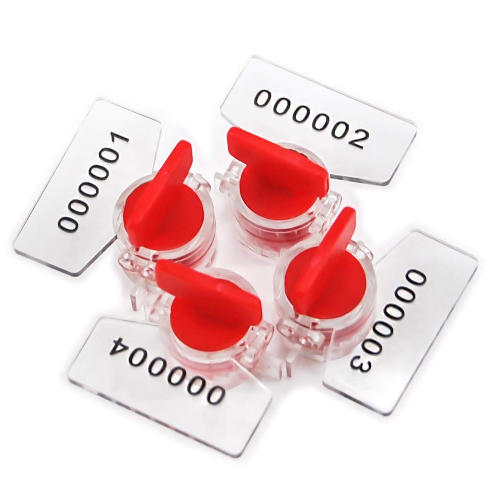 Plastikowe plomby sabotażowe, 1000 szt. Zabezpieczenie przed manipulacją Twist Tight Roto Security Meter Uszczelki Kłódka o wysokim bezpieczeństwie elektrycznym(Red,100PCS)