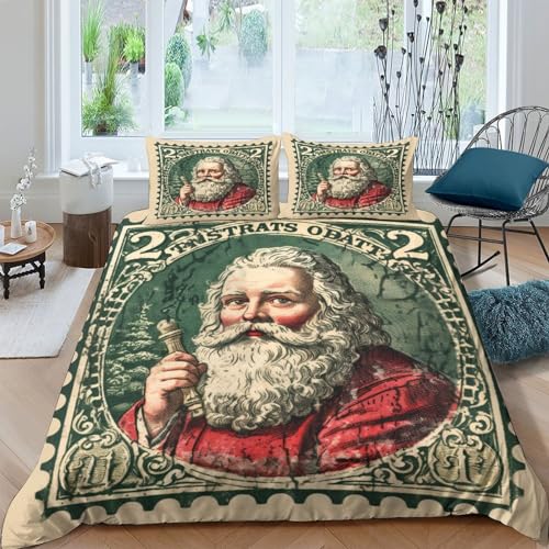 Housse de couette Noël microfibre king parure lit 3 pièces