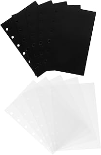 Ciieeo 10 Folhas Clipes De Fichário Bloco De Notas Pastas De Arquivo Blocos De Notas Preto Fichário Pp Notebook Bolso Saco De Folhas Soltas Fichário Bolsos Fichário Sacos De Folhas