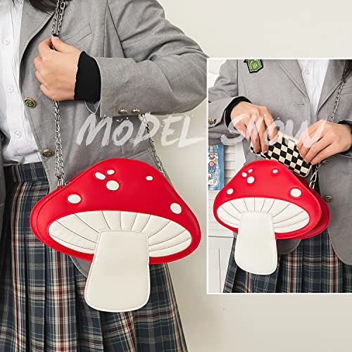 Bolso bandolera con cadena en forma de hongo rojo miniatura 2
