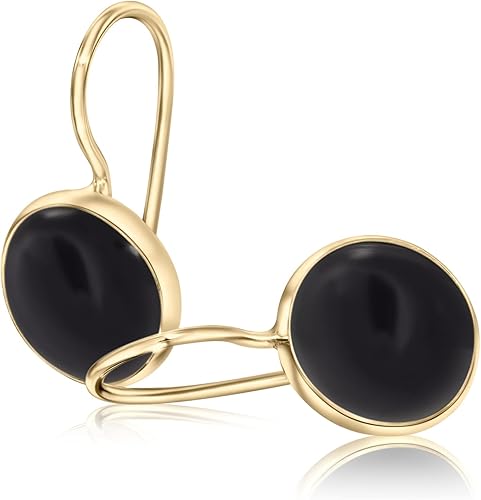 14K Gold Onyx Drop Earrings - July Birthstone Dangle - Solid Yellow Gold Dangle Earrings - Dainty Handmade Wedding Jewelry - Perfect Bridal or