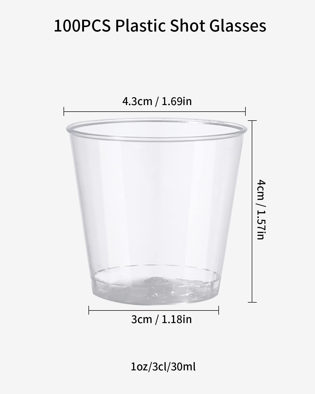 100 Stück Plastik Schnapsgläser 3cl - Wiederverwendbar Für Partys