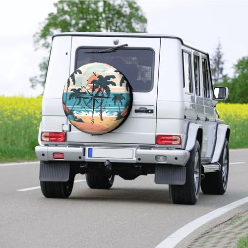 Image of Beach Sunset Print Spare Tire Cover Wheel Protectors Tyre Covers Weatherproof Wheel Covers Universal Fit for Trailer Rv SUV Truck Camper Travel Trailers 16 inch