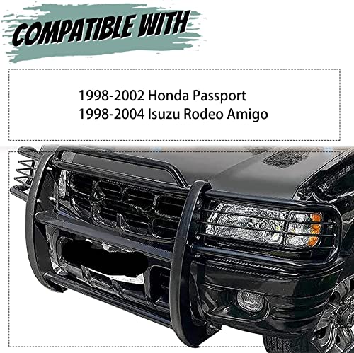 Hecasa Brush Grille Guard Compatible With 1998-2002 Honda Passport 1998-2004 Isuzu Rodeo Amigo Steel Powder Coated Front Bumper Guard #TOP1