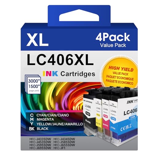Cartouches d'encre LC406 pour vos dossiers de télétravail sur Brother MFC-J4335DW XL et J4535DW