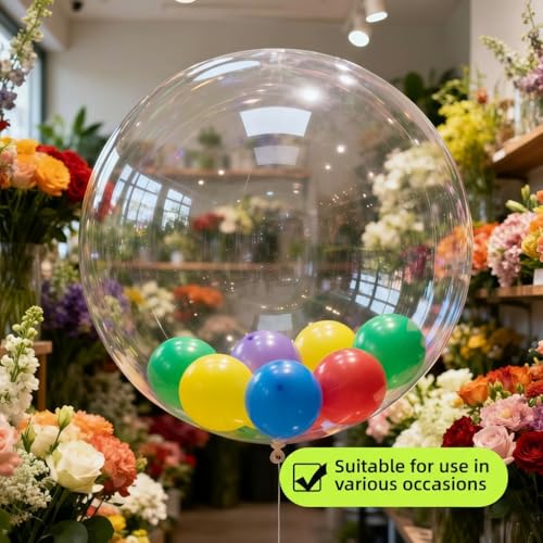 Image of 25 Pack Bobo Balloons, 24 Inch Clear Bobo Balloons, DIY Transparent Bubble Balloon for Wedding, Christmas, Birthday Party Decoration