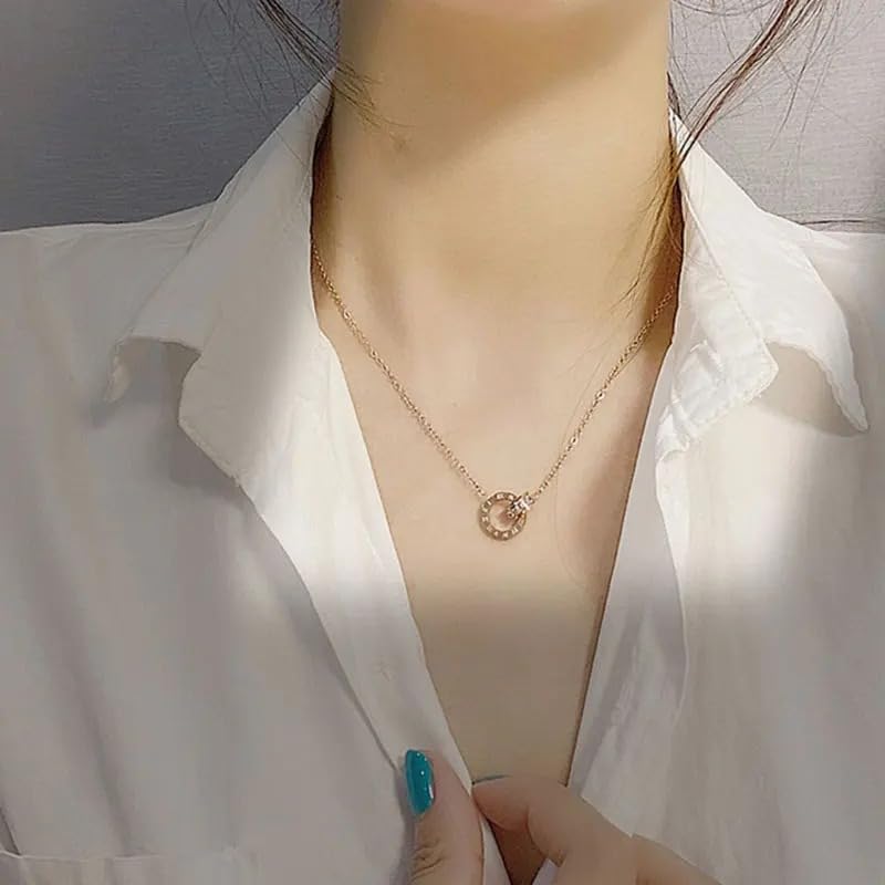 925 Sterling Silver Linked Circle Necklace, Interlocking Necklace For Women, Silver Double Rings Linked Necklaces, Infinity Circles Necklace, Interlocking Rings For Women, Interlock Circles Necklace - Image 5