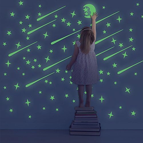 Unomor Glow in The Dark Stars and Moon, Glow Stickers for Ceiling and Wall Decals, Perfect for Kids Bedding Room or Party Birthday Gift  216 pcs