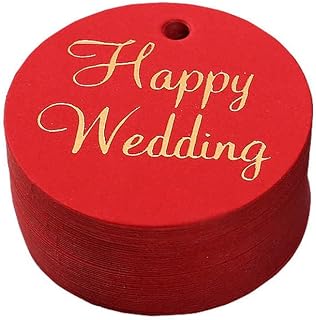 GIVBRO Etiquetas redondas para regalo de boda, 100 unidades, para decoración de proyectos hechos a mano, color rojo