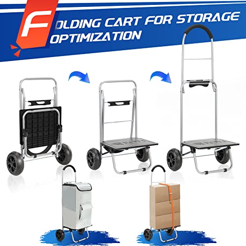 WONSEFOO Einkaufstrolley, Klappbarer bis 50kg Einkaufswagen Wasserdichter 75L Einkaufstasche...