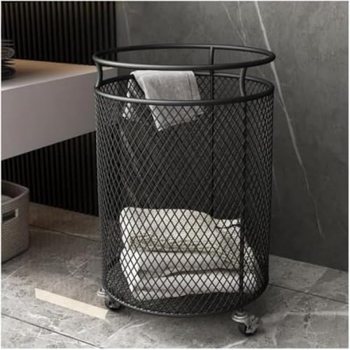 Xiraivke 金属ランドリーバスケット キャスター付き 大容量 汚れた衣類収納 家庭用 洗面所・洗濯室適用