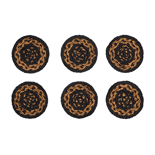 VHC-Brands-Black-Tan-Woven-Natural-Jute-Coaster-Set-of-6 VHC Brands Black Tan Woven Natural Jute Coaster Set of 6