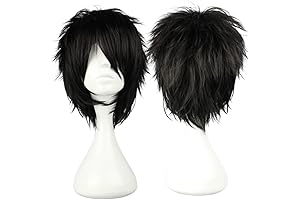 Short Black Cosplay Wig Spiky Fluffy Heat Resistant Synthetic Hair Emo Wig for Pat Benatar