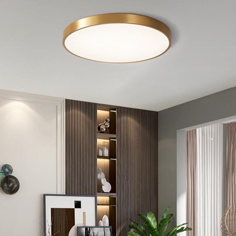 Złota Płaska Lampa Sufitowa Do Salonu Nowoczesne, Okrągłe Oświetlenie W Atmosferze Trójkolorowa, Ultracienka Oprawa LED Do Montażu Podtynkowego Lampa Panelowa Do Użytku Domowego W Stylu KNBVFHG