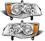 ADCARLIGHTS 2011-2018 Grand Caravan Headlight Assembly for 2011-2018 Dodge Grand Caravan/2008-2016 Chrysler Town & Country Chrome Housing with Amber Reflector Headlamp Replacement Left and Right