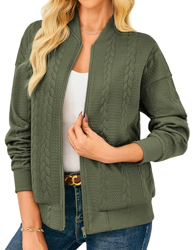 GRACE KARIN Women Casual Jacket Stand Collar Zip Up Lightweight Fall Fashion Bomber Coats Outfits with Pockets