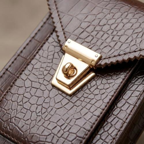 Image of TYPIFY Women's Crocodile Pattern Mobile Pouch Sling Bag | Cute Bear Charm Crossbody Phone Case | Premium Wallet Bag with 2 Pockets | Fits All iPhone & Android Phones