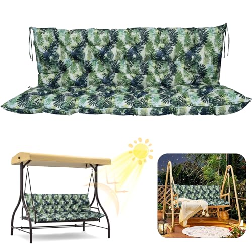 RUFXIEZW 2&ndash;3 Seater Swing Replacement Cushion with Backrest, 4' Thick Waterproof Porch Swing Bench...