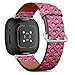 CJBROES Replacement Leather Watch Band, Compatible with Fitbit Versa 3 and Fitbit Sense of Wristband Bracelet Accessory - Geometric-Retro-Flowers