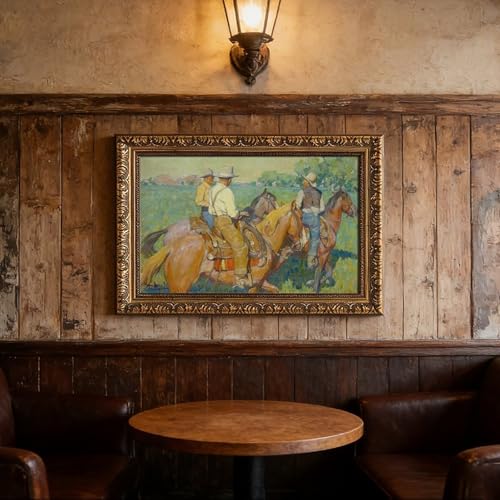 Toile Three Cowboys Maynard Dixon - Décoration Murale Western 61cm