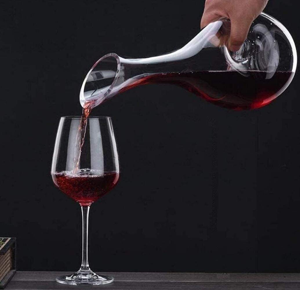 Karafka do whisky i zestaw kieliszków karafka do wina - 100% bezołowiowy uchwyt przechylany szklany kryształowy karafka na wino ręcznie dmuchana karafka karafka karafka do czerwonego wina (kolor: #1)